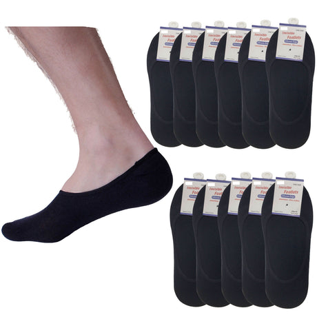 12x NO SHOW COTTON SOCKS Non Slip Heel Grip Low Cut Invisible Footlet Seamless