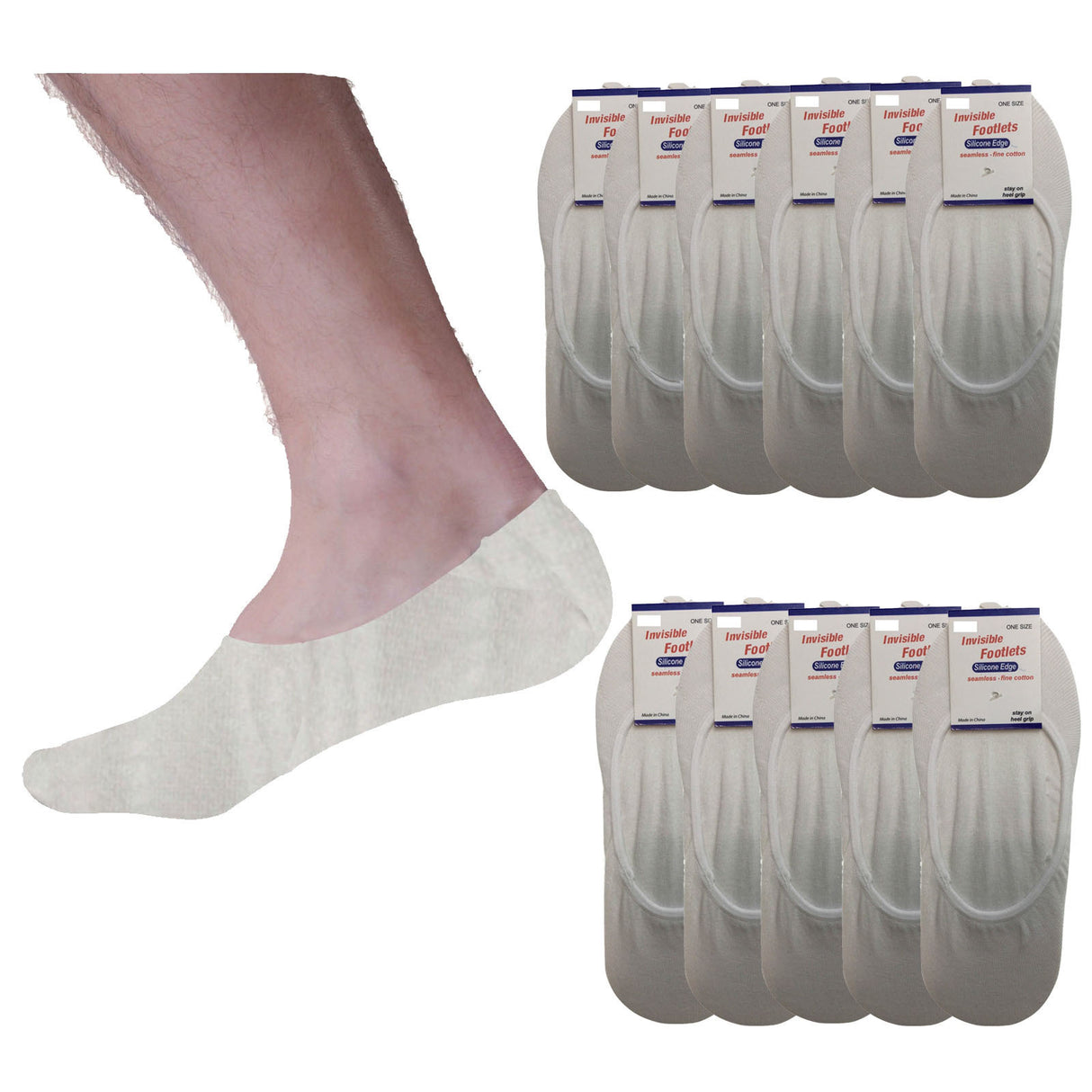 12x NO SHOW COTTON SOCKS Non Slip Heel Grip Low Cut Invisible Footlet Seamless