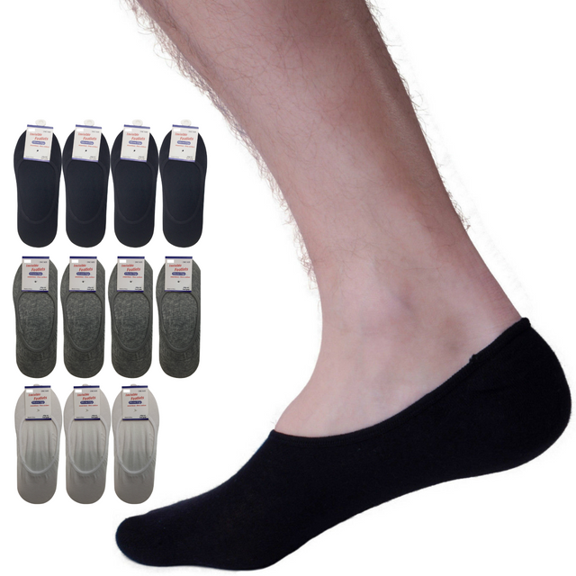 12x NO SHOW COTTON SOCKS Non Slip Heel Grip Low Cut Invisible Footlet Seamless - Beige