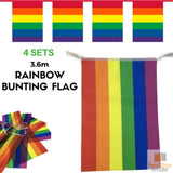 4x 3.6m RAINBOW BUNTING FLAG Party Banner Stall Flags Decor Gay Pride LGBT BULK