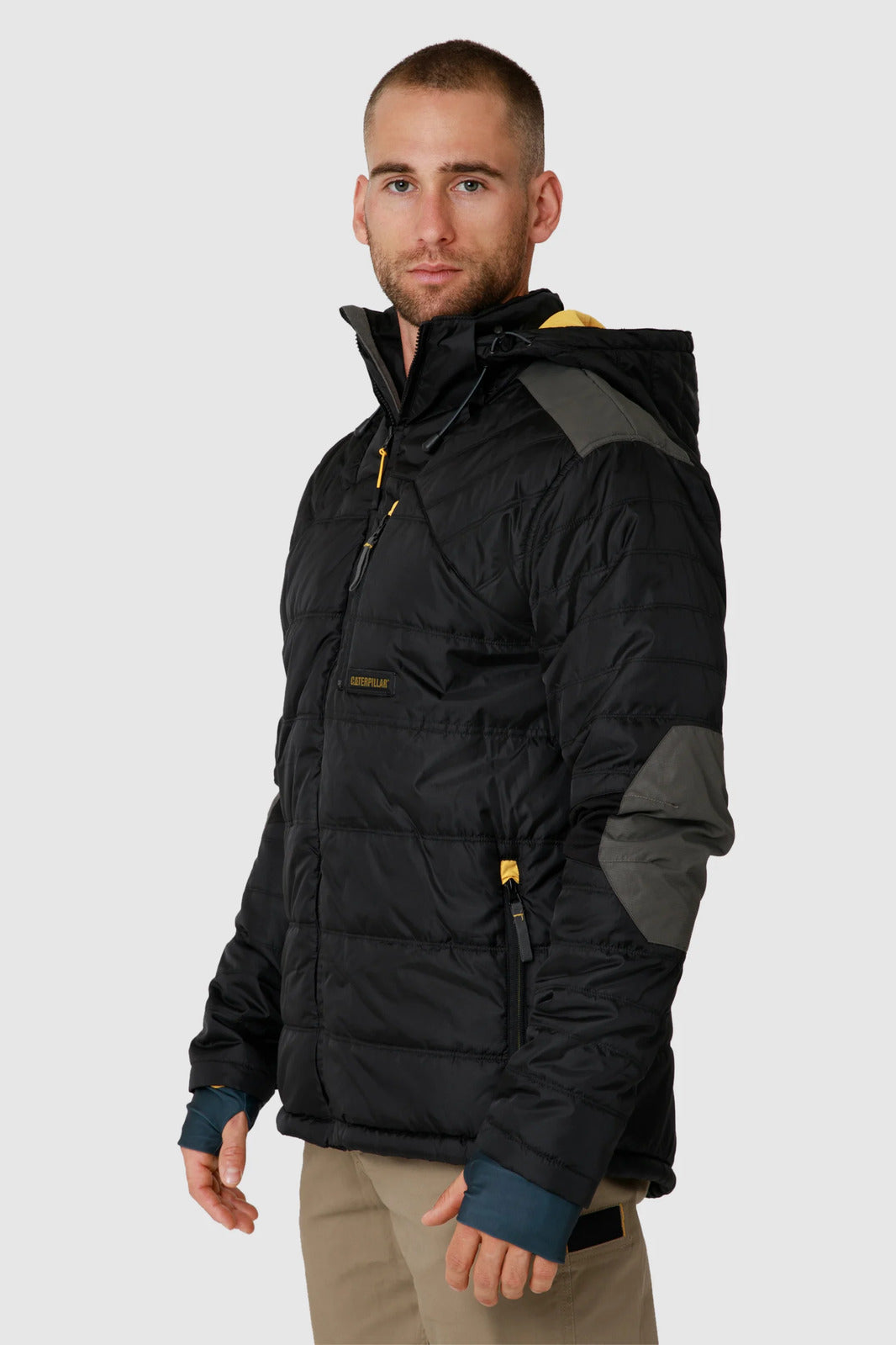 Caterpillar Mens Triton Quilted Insulated Puffer Jacket Waterproof - Black