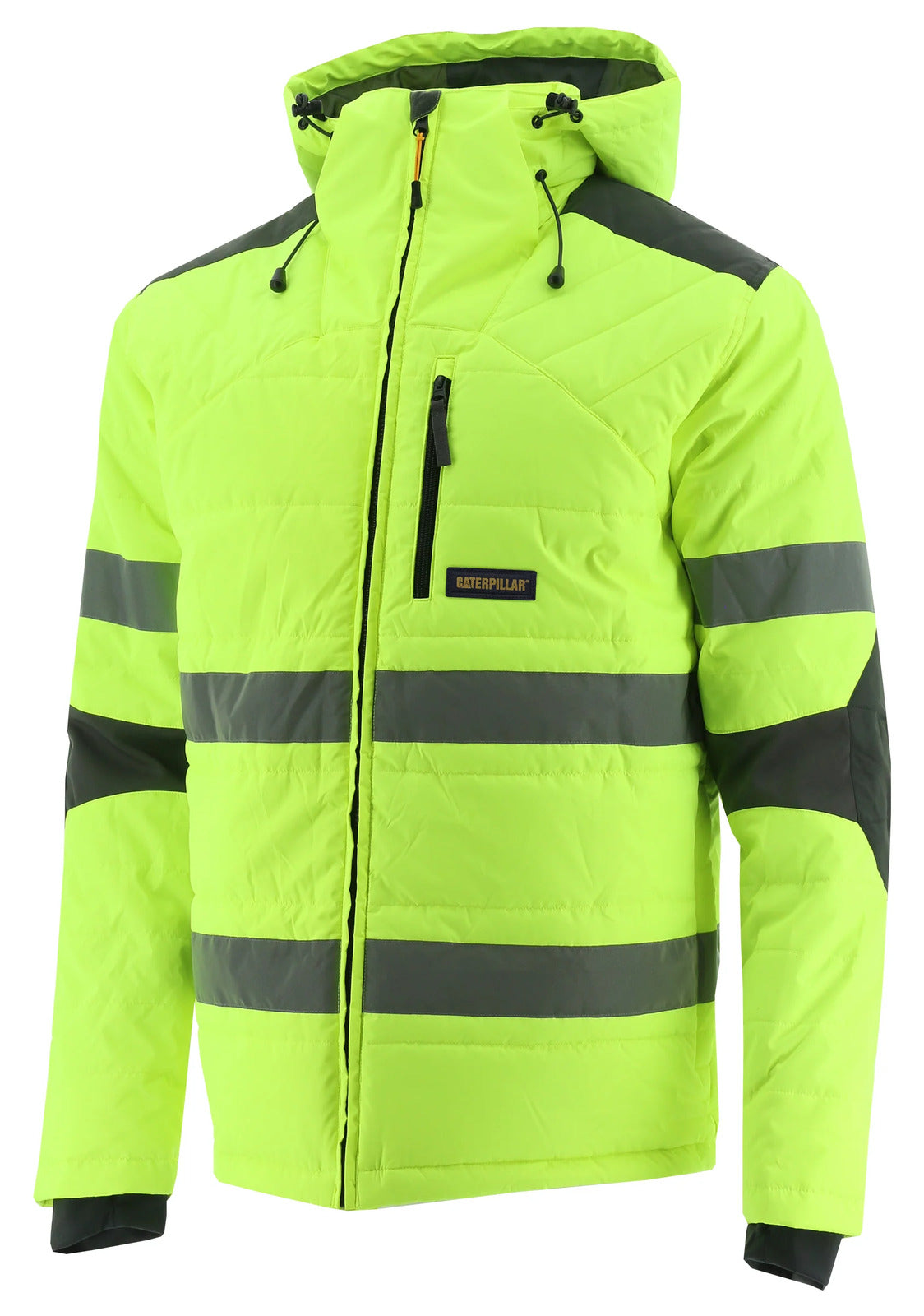 Caterpillar Mens Boreas Hi-Vis Puffer Jacket w Hood Water Resistant CAT - Yellow