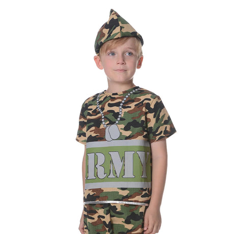 Boys ARMY Costume Kids Military Soldier Camouflage Book Week Fancy Dress