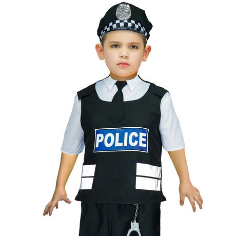 Deluxe Boys Police Man Officer Costume Book Week Childrens Halloween SWAT