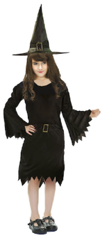 Children Classic Witch Costume Halloween Wicked Party Dress Up - Black