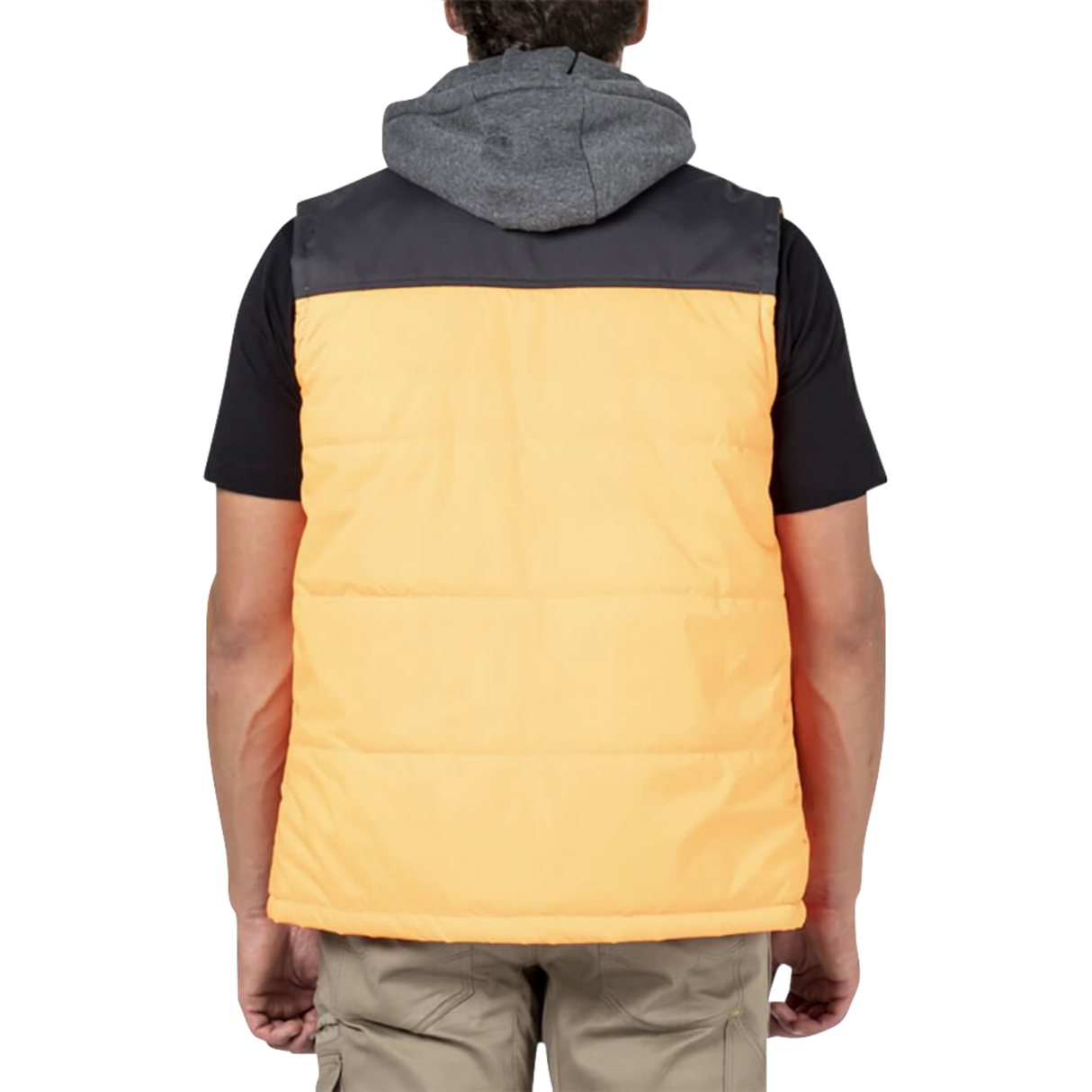 Caterpillar Hi-Vis Hooded Work Vest Jacket - Water Resistant - Orange