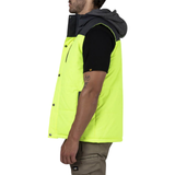 Caterpillar Hi-Vis Hooded Mens Work Vest Jacket - Water Resistant - Yellow