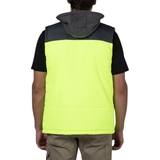 Caterpillar Hi-Vis Hooded Mens Work Vest Jacket - Water Resistant - Yellow