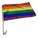 12x RAINBOW CAR FLAG w Window Clip Flags Mardi Gras Day 30cmx45cm Gay Pride BULK