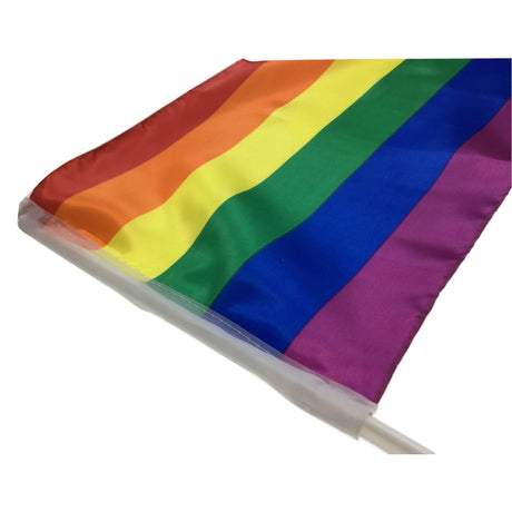 12x RAINBOW CAR FLAG w Window Clip Flags Mardi Gras Day 30cmx45cm Gay Pride BULK