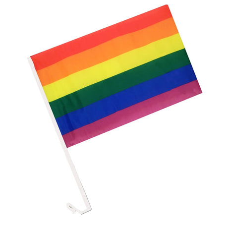 RAINBOW CAR FLAG w Window Clip Flags Australia Day 30cm x 45cm LGBT Gay Pride