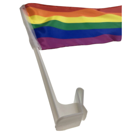 RAINBOW CAR FLAG w Window Clip Flags Australia Day 30cm x 45cm LGBT Gay Pride