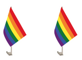 2x RAINBOW CAR FLAG with Window Clip Flags Australia Day 30cm x 45cm Gay Pride