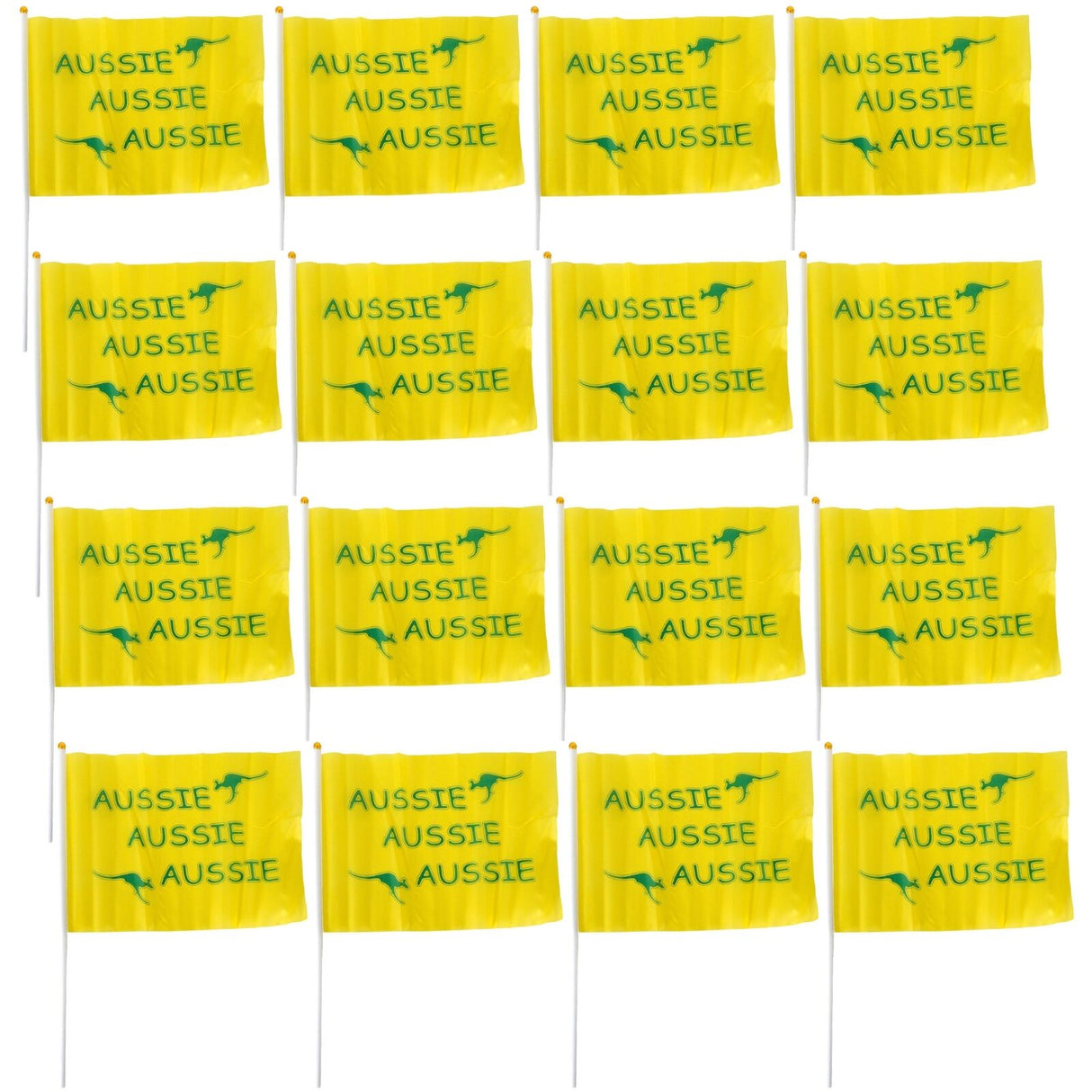 12x Aussie Hand Flag 29x44cm – Yellow Signal Flag for Australia Day & Sports Events