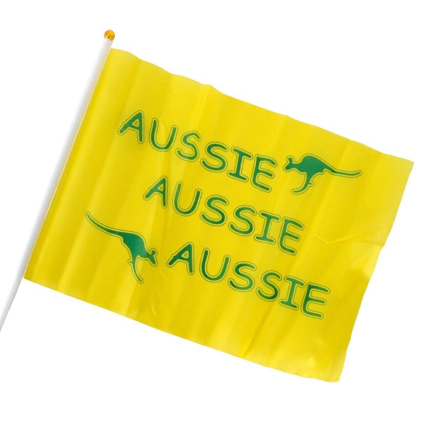 12x Aussie Hand Flag 29x44cm – Yellow Signal Flag for Australia Day & Sports Events