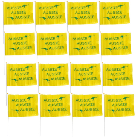 12x Aussie Hand Flag 29x44cm – Yellow Signal Flag for Australia Day & Sports Events