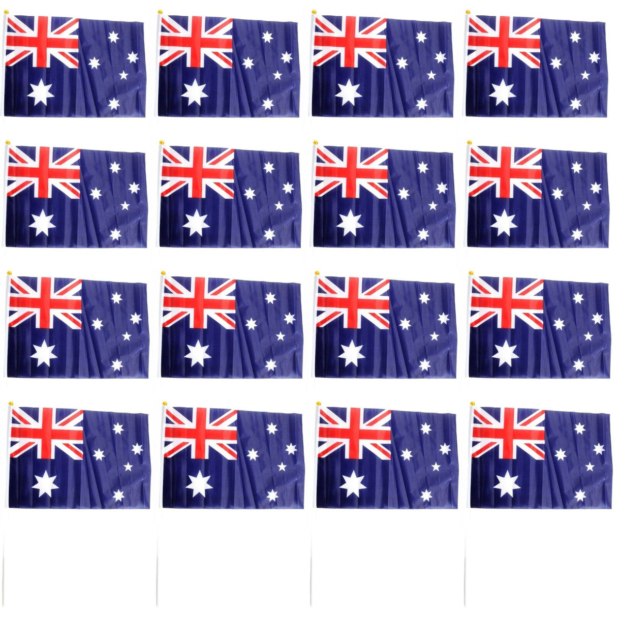 12x Aussie Hand Flag 29x44cm – Australia  Day Flag for Celebrations & Sports Events