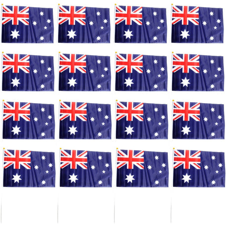 12x Aussie Hand Flag 29x44cm – Australia  Day Flag for Celebrations & Sports Events