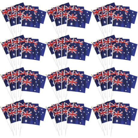 12x Australian Hand Flags – Set of 8 (14cm x 21cm) – Perfect for Australia Day Celebrations