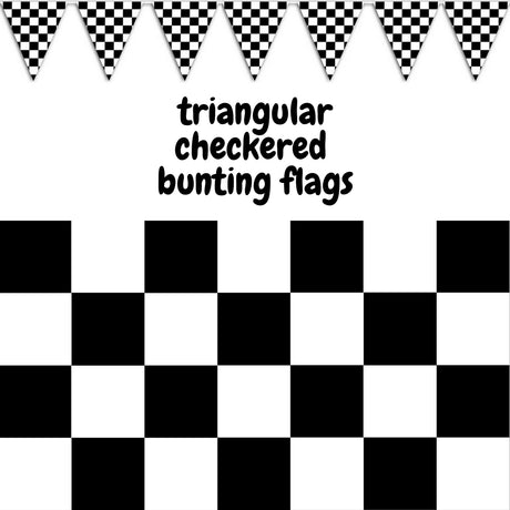 CHECKERED BUNTING FLAG Race Car Chequered Flag Banner Hanging Decoration Triangular