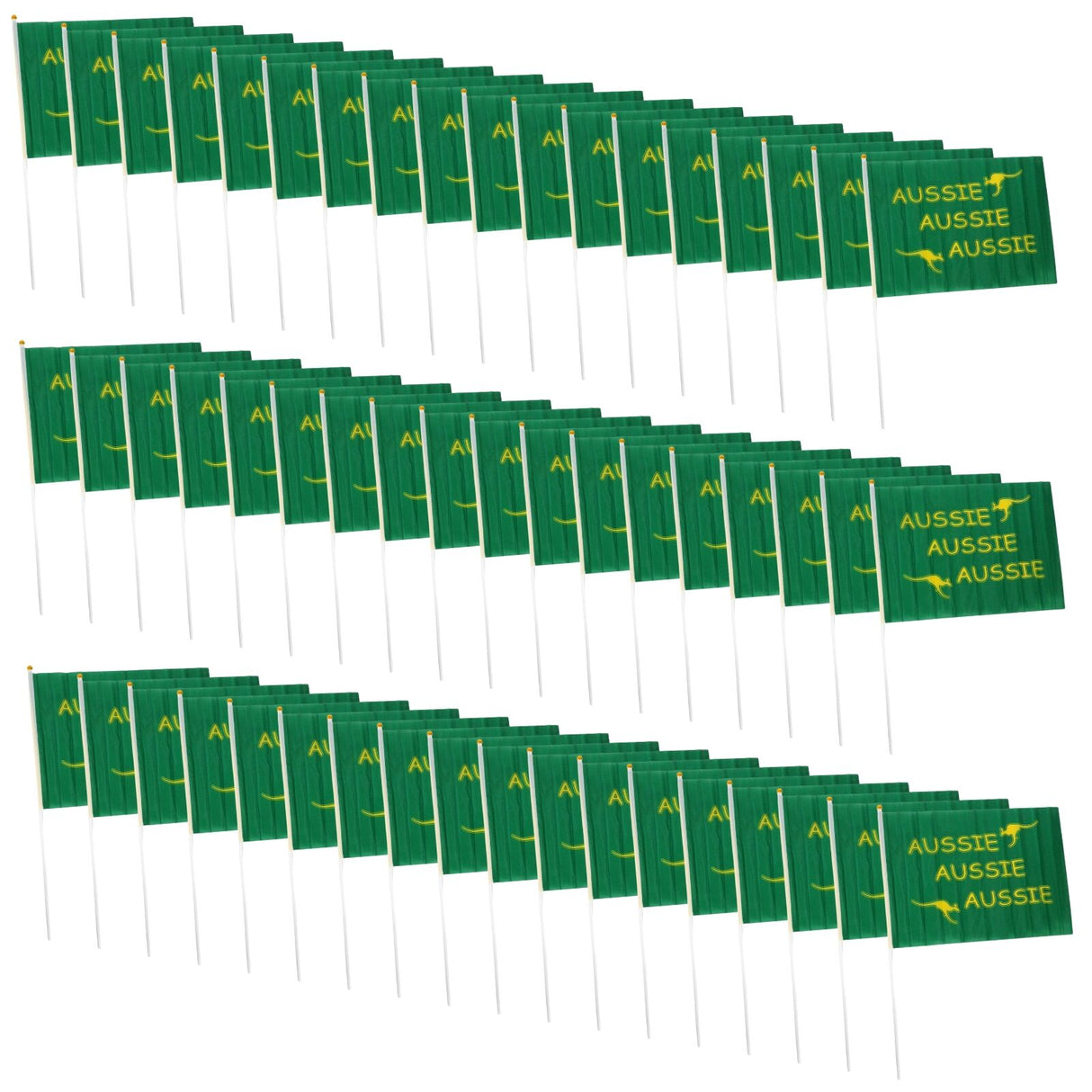 Aussie Hand Flags - 96 Pieces (14x21cm) | Green Durable Australian Flag for Events & Celebrations