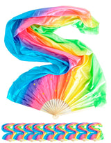 12x Large Rainbow Dancing Fan with Long Veil LGBTQ Gay Pride Costume Party Bulk