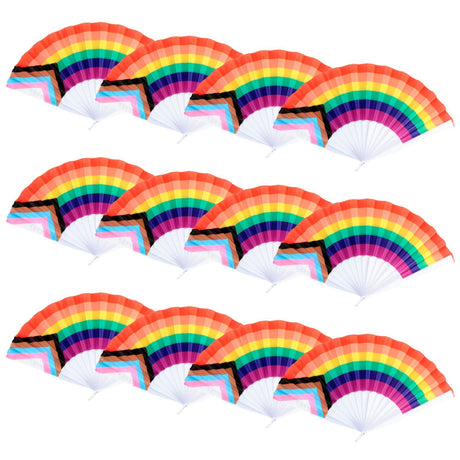 12x Rainbow Gay Pride Fabric Cooling Fan LGBTQ