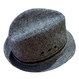 Blake Grey Herringbone Trilby Hat with Stingy Brim