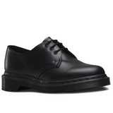 DR. MARTENS MONO SMOOTH FLATS WOMENS LACE-UP SHOES - BLACK