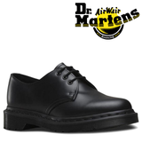 DR. MARTENS MONO SMOOTH FLATS WOMENS LACE-UP SHOES - BLACK