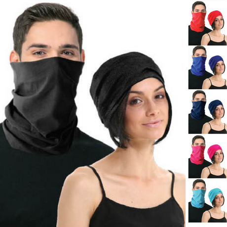 Seamless Tube Bandana Head Scarf Face Cover Mask Gaiter Ski Snow - Plain Colours - Black