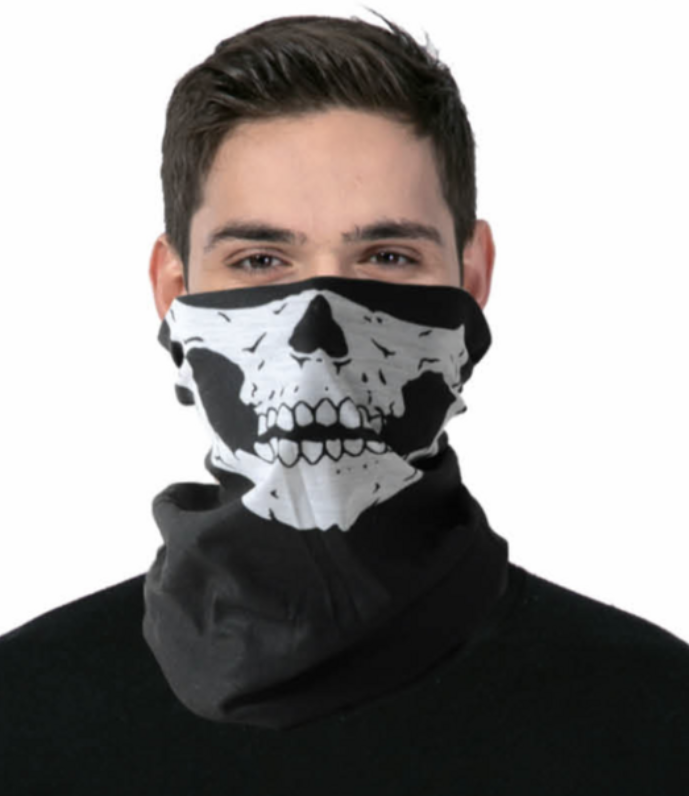 Neck Gaiter Tube Bandana Black Skull Jaw Design Head Scarf Face Cover Mask