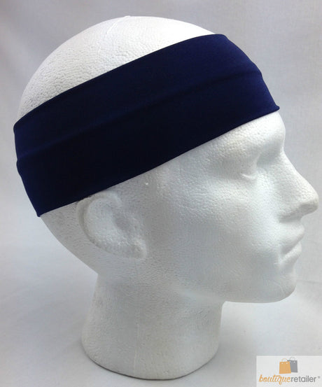 PLAIN HEADBAND Elastic Stretch Sports Yoga Hair Band Unisex 8cm Wide Wrap