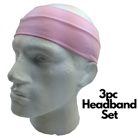 3pc Set Plain Headband Elastic Stretch Sports Yoga Hair Band Unisex Wide Wrap - Purple