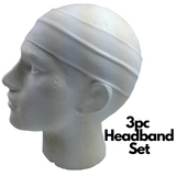 3pc Set Plain Headband Elastic Stretch Sports Yoga Hair Band Unisex Wide Wrap