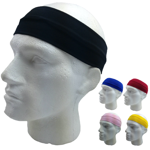 3pc Set Plain Headband Elastic Stretch Sports Yoga Hair Band Unisex Wide Wrap - Black