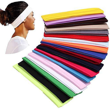 PLAIN HEADBAND Elastic Stretch Sports Yoga Hair Band Unisex 8cm Wide Wrap - Green