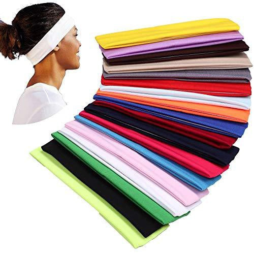 PLAIN HEADBAND Elastic Stretch Sports Yoga Hair Band Unisex 8cm Wide Wrap