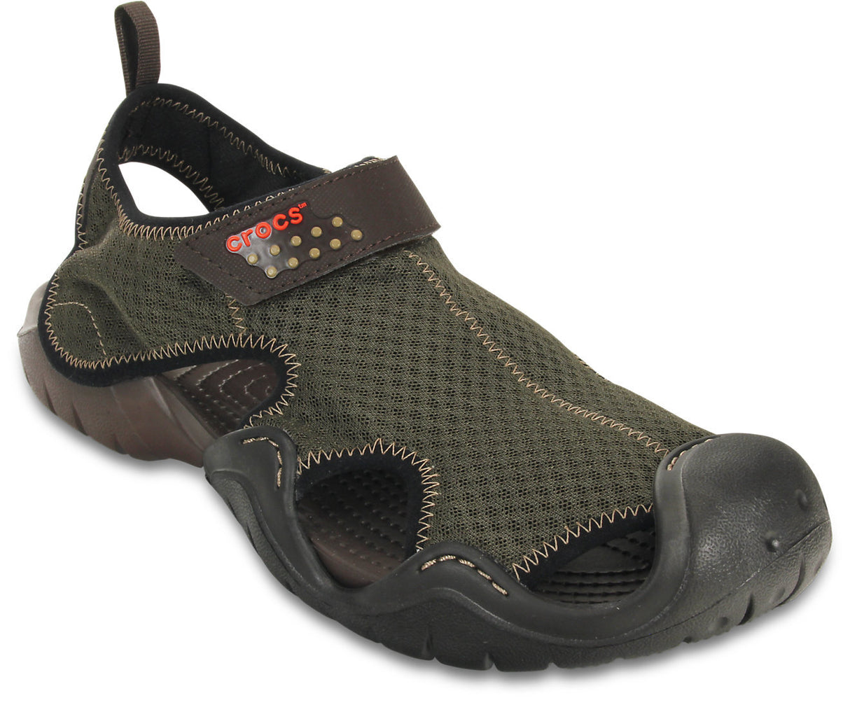 Crocs Mens Swiftwater Water Sandals Waterproof Shoes Aqua - Espresso