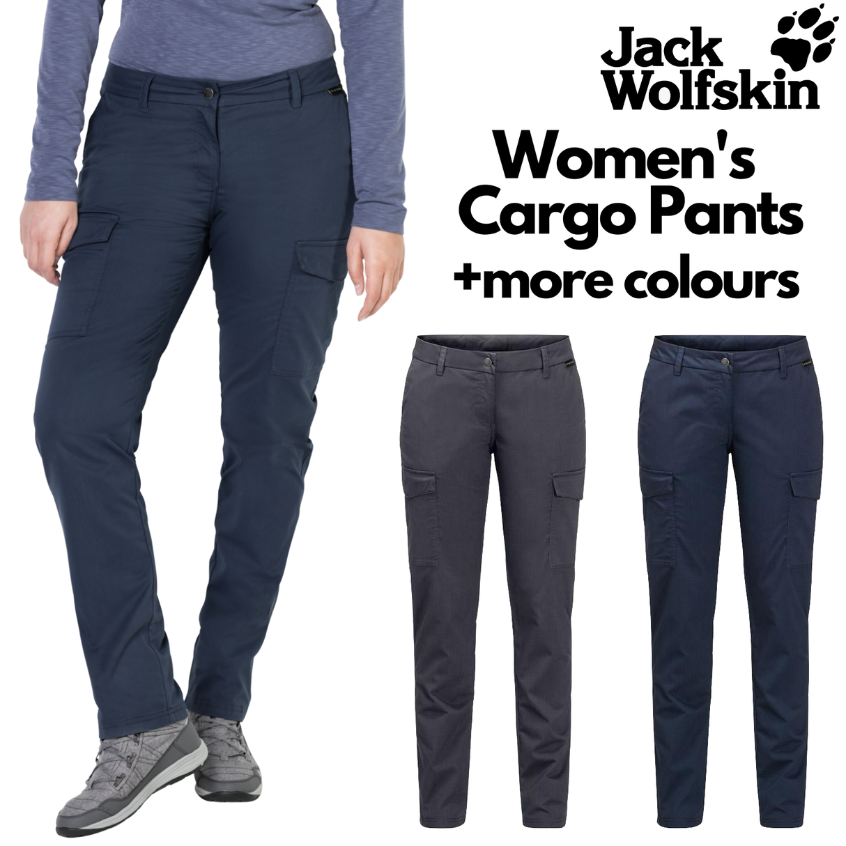 Jack Wolfskin Womens Liberty Cargo Pants Hiking Trekking Outdoors Organic Cotton