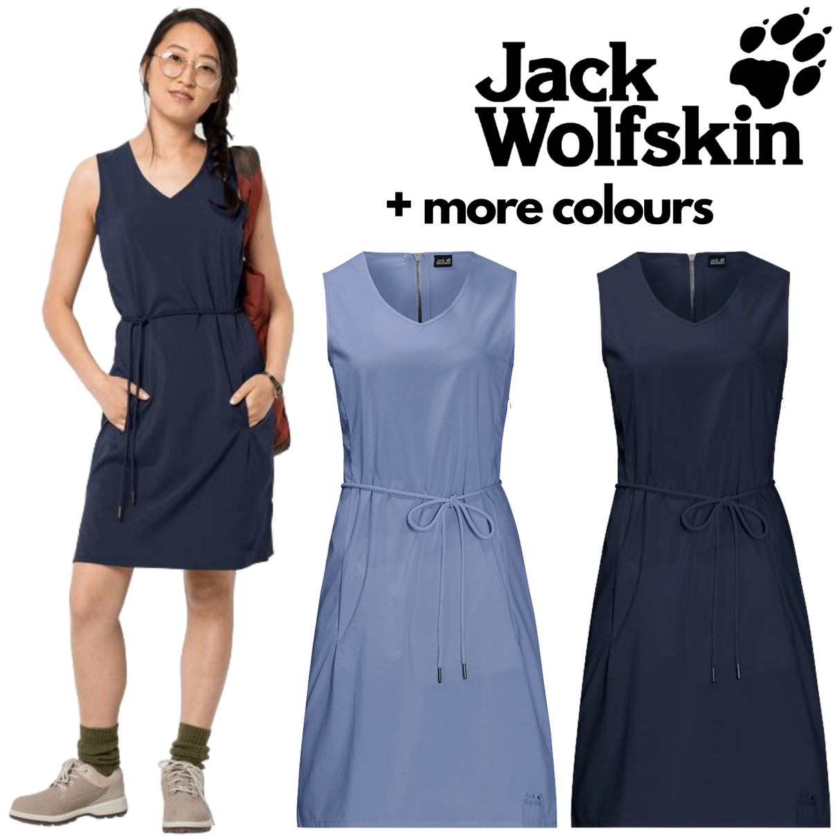 Jack Wolfskin Tioga Road Womens Sleeveless Dress Sun Protection Belt Pockets