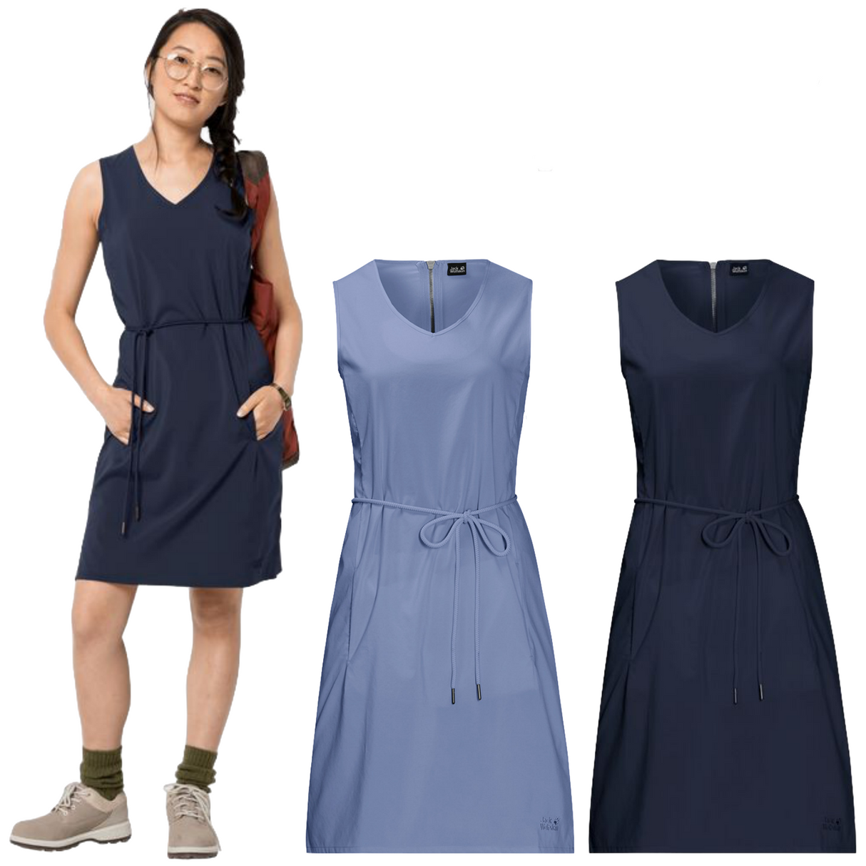 Jack Wolfskin Tioga Road Womens Sleeveless Dress Sun Protection Belt Pockets