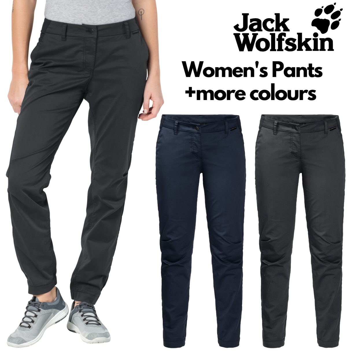 Jack Wolfskin Womens Organic Cotton Pants Trousers Hiking Trekking Water Repellent