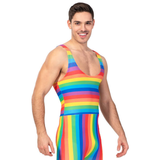 Adult Unisex Rainbow Stripe Unitard Mardi Gras LGBT LGBTQ Pride Gay