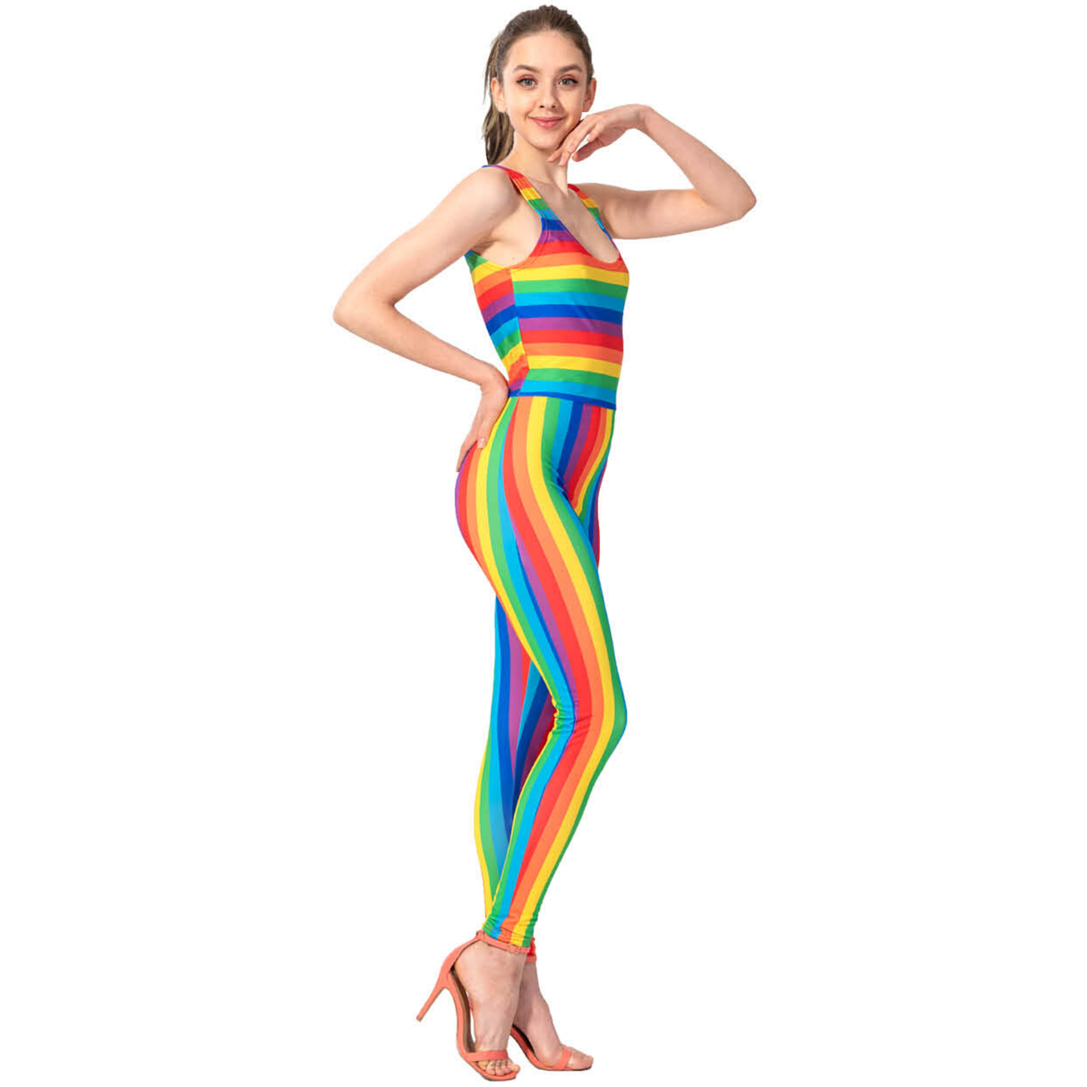 Adult Unisex Rainbow Stripe Unitard Mardi Gras LGBT LGBTQ Pride Gay