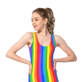 Adult Womens Rainbow Stripe Tank Dress Mardi Gras LGBT LGBTQ Pride Gay