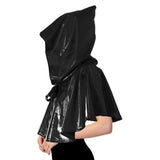 Adult Iridescent Metallic Mini Hooded Cape Halloween Costume  - Black