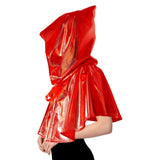 Adult Iridescent Metallic Mini Hooded Cape Halloween Party Costume - Red