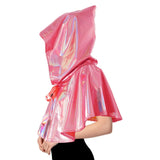 Adult Iridescent Metallic Mini Hooded Cape Halloween Costume Party - Pink