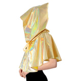 Adult Iridescent Metallic Mini Hooded Cape Halloween - Gold/Yellow